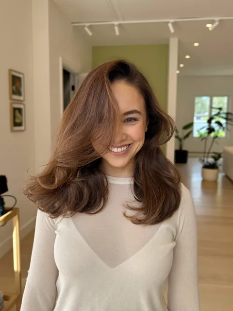 Bouncy shoulder-length blow-dry