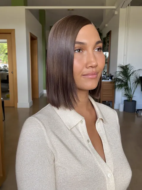 Sleek, blunt chin-length bob